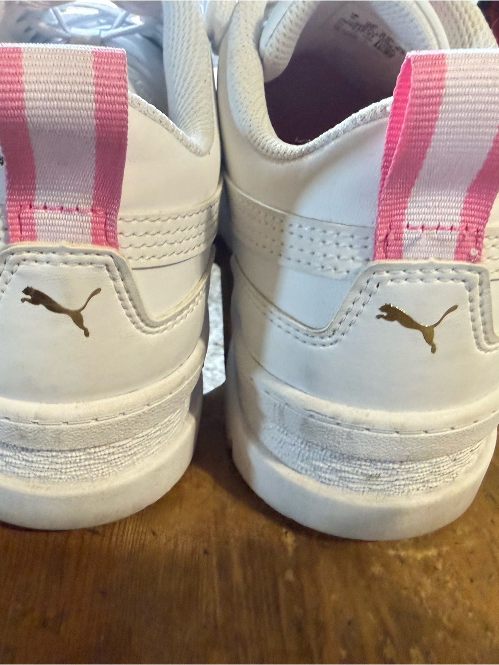 Puma Platform White Sneakers with Pink Floral Embroidery 8.5 - Picture 4 of 4